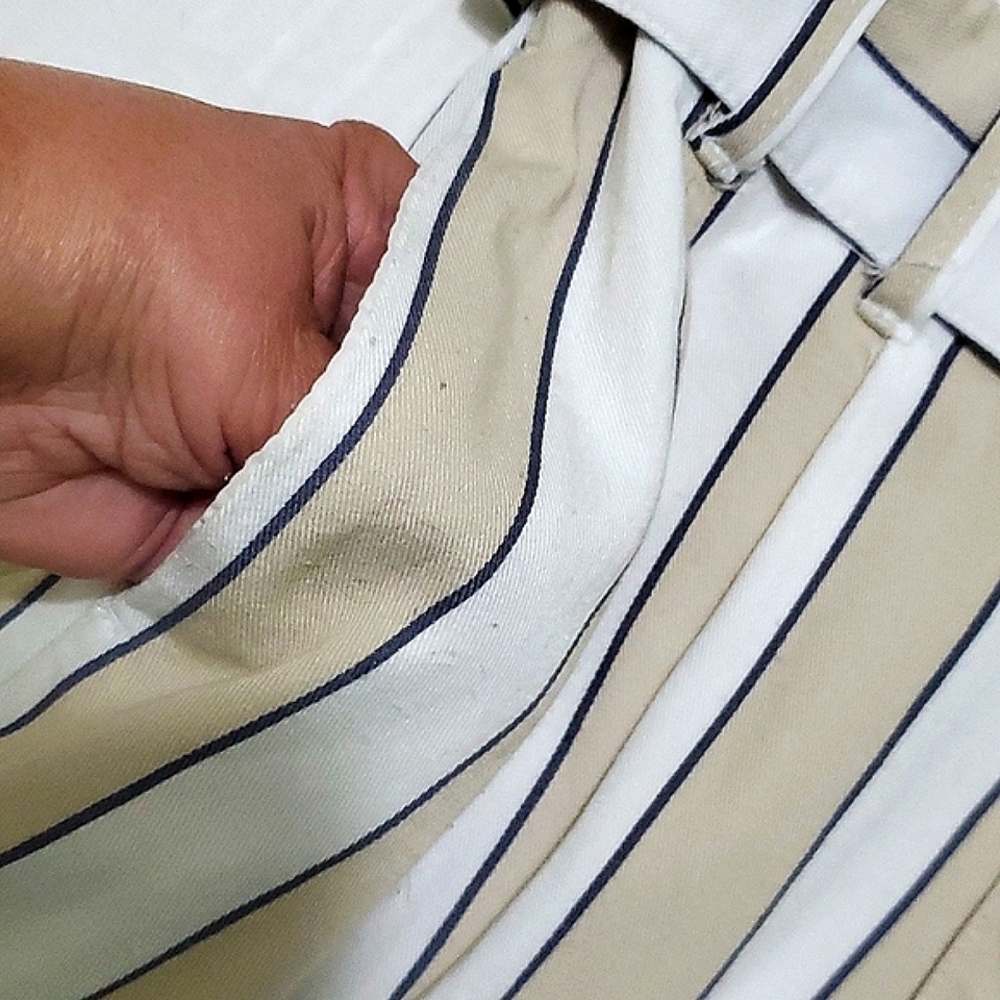 Abercrombie & Fitch White & Beige Striped High-Waist Wide Leg Paperbag Pants S - Picture 12 of 14